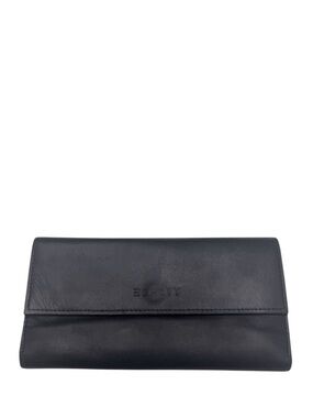 ESPRIT - BLACK SMOOTH LEATHER LONG TRIFOLD SNAP WALLET